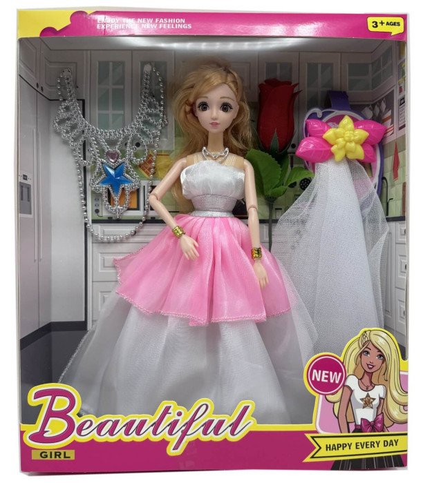 DOLL BULKA WITH VEIL, BENDING ARMS AND ROSE - DOLLS AND MERMAIDS