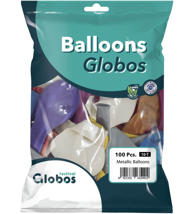 ΜΠΑΛΟΝΙΑ 100 ΤΕΜ. 12" - 30 ΕΚ 301 ΜΕΤΑΛΛΙΚΟ ΧΡΥΣΟ Globos Festival