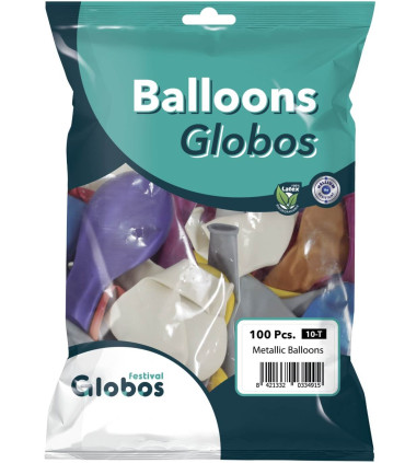 BALLOONS 100 PCS. 12\\" - 30 CM 303 METALLIC WHITE - Metallic