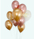 BALLOONS 15 PCS. 12\\" - 30 CM CHROME GOLD/PINK GOLD/DOTS + RIBBON 15 M - Chromium