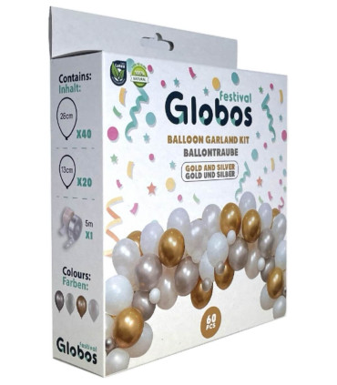 60 BALLOON ARCH SET GOLD/GOLD 60 - ARCHES AND SETS