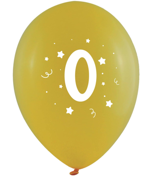 BALLOONS 10 PCS. 12\\" - 30 CM WITH PRINT - NUMBER 0 - BALLOONS WITH PRINT