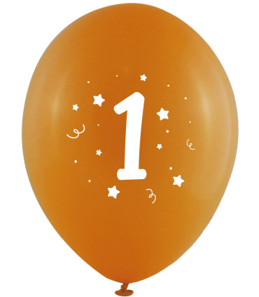 BALLOONS 10 PCS. 12\\" - 30 CM WITH PRINT - NUMBER 1 - BALLOONS WITH PRINT