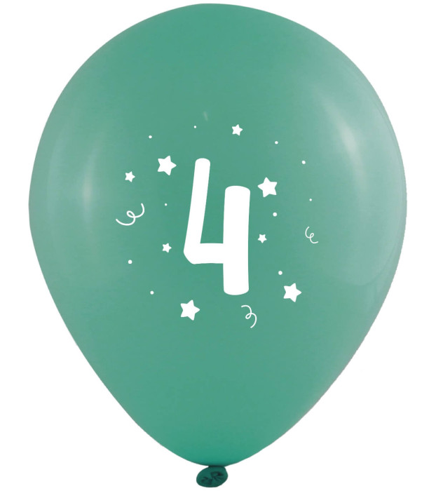 BALLOONS 10 PCS. 12\\" - 30 CM WITH PRINT - NUMBER 4 - BALLOONS WITH PRINT