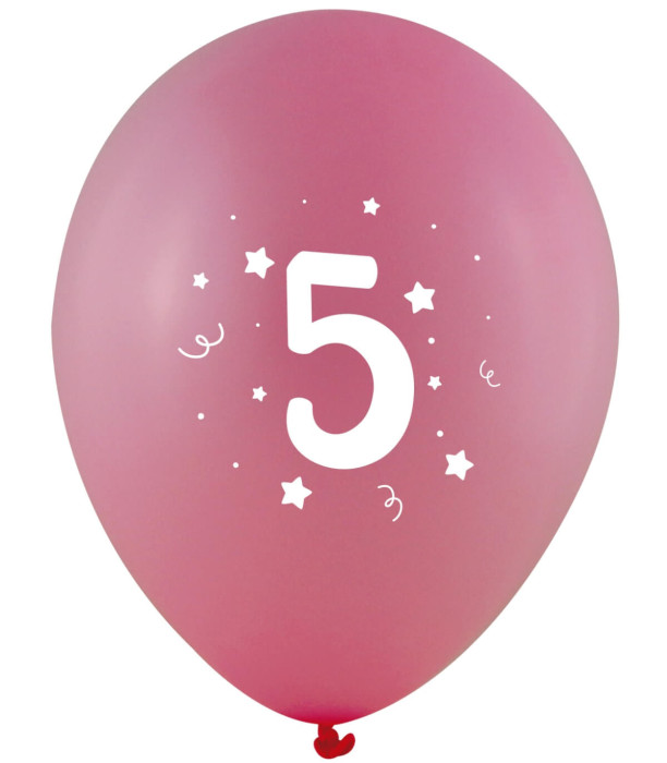 BALLOONS 10 PCS. 12\\" - 30 CM WITH PRINT - NUMBER 5 - BALLOONS WITH PRINT