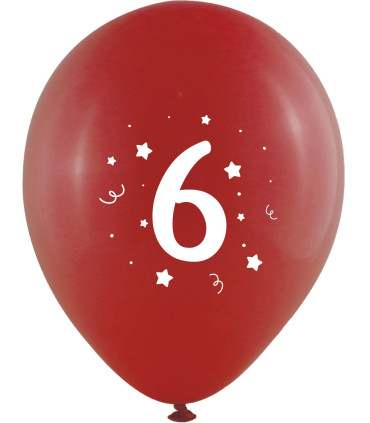 BALLOONS 10 PCS. 12\\" - 30 CM WITH PRINT - NUMBER 6 - BALLOONS WITH PRINT