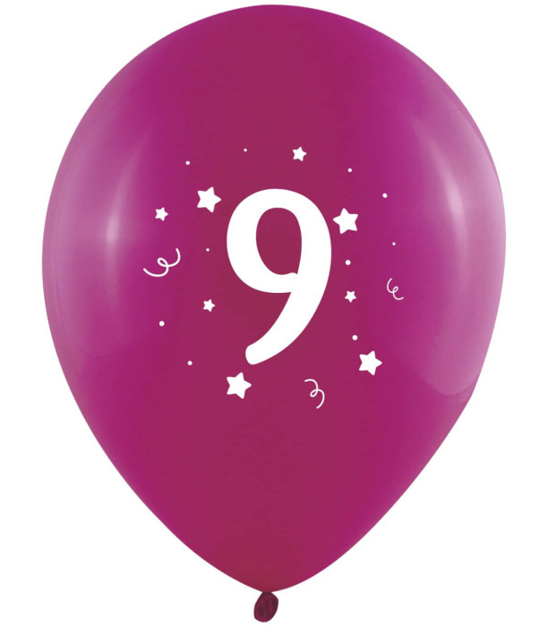 BALLOONS 10 PCS. 12\\" - 30 CM WITH PRINT - NUMBER 9 - BALLOONS WITH PRINT
