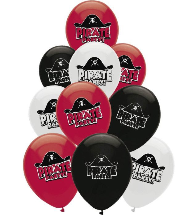 BALLOONS 10 PCS. 12\\" - 30 CM PRINT PIRATES - BALLOONS WITH PRINT