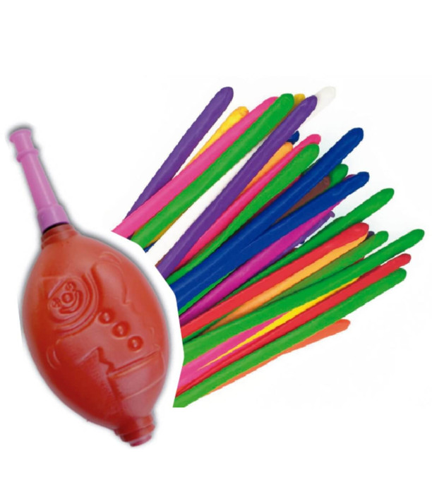 BALLOONS 10 PCS. 140*5 CM - MODELING + PUMP - Standard colors