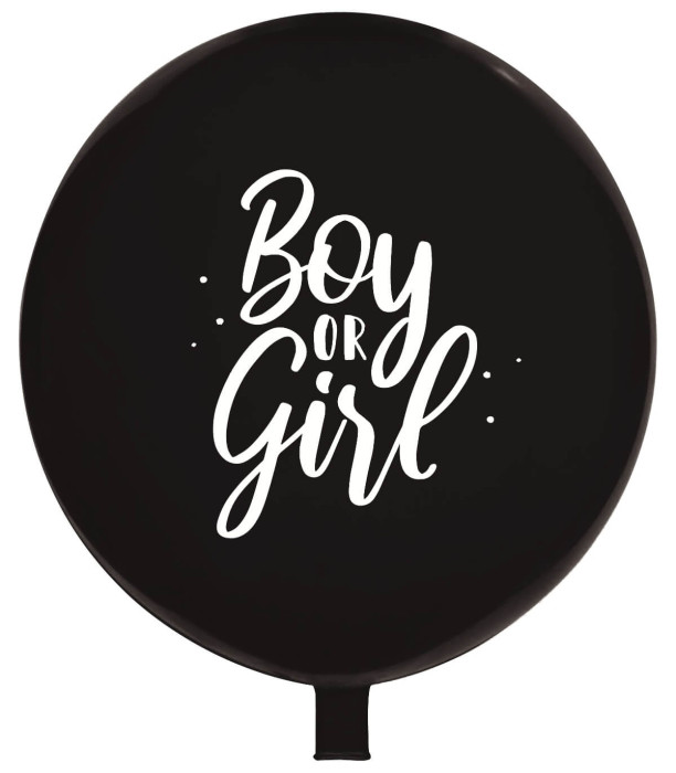 GIGANT BALLOON 60 CM BLACK BOY OR GIRL - BALLOONS WITH PRINT