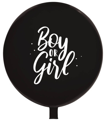 GIGANT BALLOON 60 CM BLACK BOY OR GIRL - BALLOONS WITH PRINT
