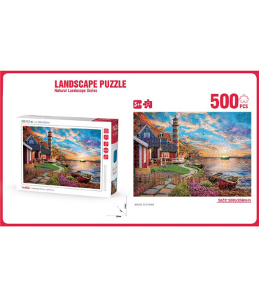 CHILDREN'S PUZZLE 500 PIECES LANDSCAPE WITH LIGHTHOUSE - PUZZLES AND CUBES