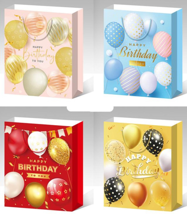 GIFT BAG HAPPY BIRTHDAY BALLOONS 41.5*30*12 4 TYPES - PACKAGING AND BATTERIES