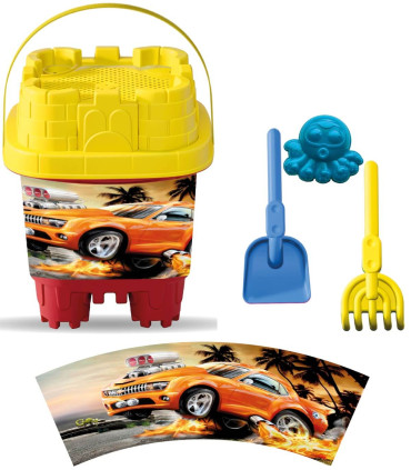 SAND BUCKET SQUARE 5 PARTS, WITH PICTURES, 6 TYPES - FOR SAND