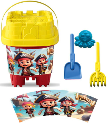 SAND BUCKET SQUARE 5 PARTS, WITH PICTURES, 6 TYPES - FOR SAND