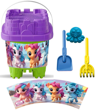 SAND BUCKET SQUARE 5 PARTS, WITH PICTURES, 6 TYPES - FOR SAND