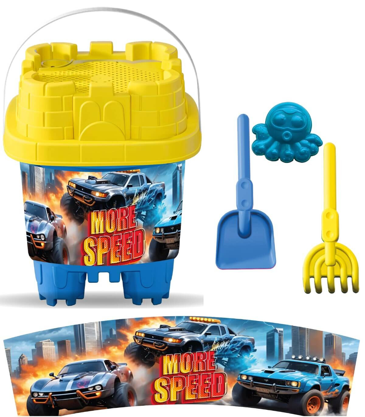 SAND BUCKET SQUARE 5 PARTS, WITH PICTURES, 6 TYPES - FOR SAND