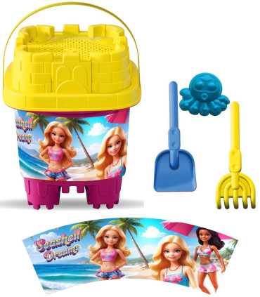 SAND BUCKET SQUARE 5 PARTS, WITH PICTURES, 6 TYPES - FOR SAND