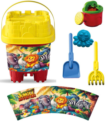 Square Sand Bucket 5 Parts + Watering Can, with Pictures, 6 Types - FOR SAND