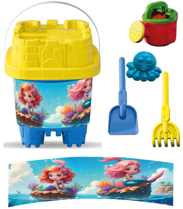 Square Sand Bucket 5 Parts + Watering Can, with Pictures, 6 Types - FOR SAND
