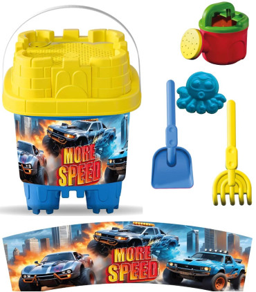 Square Sand Bucket 5 Parts + Watering Can, with Pictures, 6 Types - FOR SAND