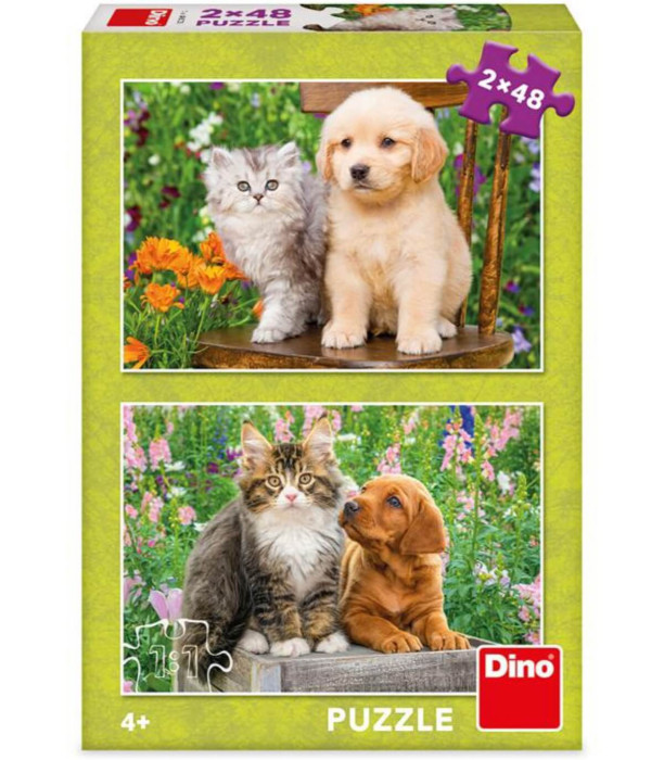 CHILDREN'S PUZZLE DOG AND CAT 2X48 PIECES - PUZZLES AND CUBES