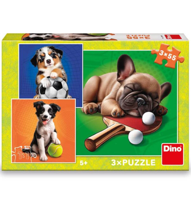CHILDREN'S PUZZLE DOGS 3X55 PIECES - PUZZLES AND CUBES