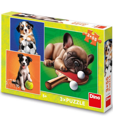 CHILDREN'S PUZZLE DOGS 3X55 PIECES - PUZZLES AND CUBES