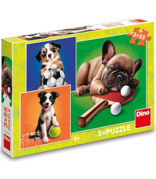 CHILDREN'S PUZZLE DOGS 3X55 PIECES - PUZZLES AND CUBES