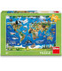 CHILDREN'S PUZZLE WORLD MAP WITH ANIMALS 100 XL PIECES - PUZZLES AND CUBES