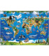 CHILDREN'S PUZZLE WORLD MAP WITH ANIMALS 100 XL PIECES - PUZZLES AND CUBES