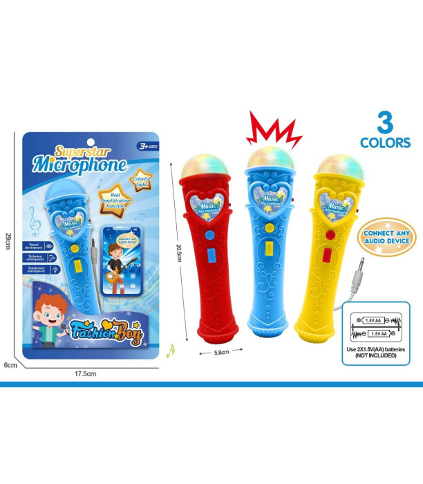 CHILDREN'S MUSICAL MICROPHONE IN CARDBOARD 3 COLORS - Microphones