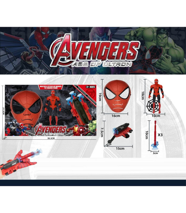 SPIDER SUPERHERO FIGURE WITH MASK AND LAUNCHER - Heroes