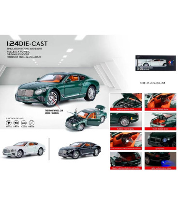 COLLECTIBLE METAL BENTLEY CAR 1:24 + PULLBACK - METAL