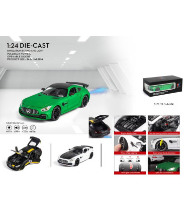 COLLECTIBLE METAL MERCEDES CAR 1:24 + PULLBACK - METAL