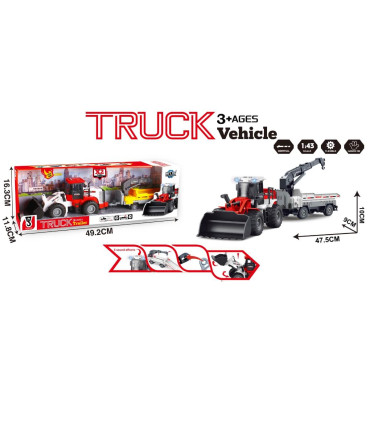 KIDS' TRACTOR WITH TRAILER AND CRANE 1:43 + SOUND AND LIGHT IN OPEN BOX - Agricultural, construction machinery and military e...