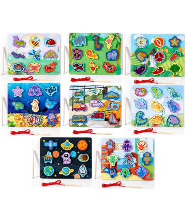 BABY WOODEN PUZZLE WITH MAGNETIC ROD 8 TYPES - WOODEN