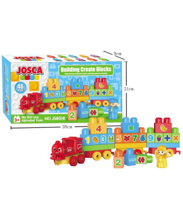 CHILDREN'S CONSTRUCTOR TRAIN WITH NUMBERS AND FRUITS 46 PARTS - BUILDING BLOCKS