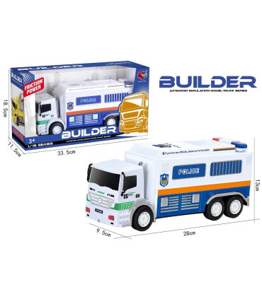 CHILDREN'S POLICE TRUCK IN BOX 33 CM + LIGHT - Police cars, fire trucks and ambulances