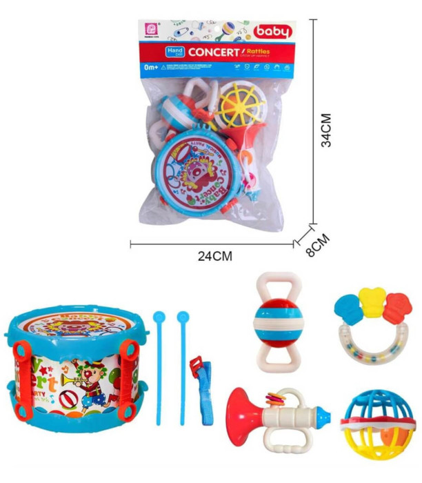 BABY DRUM WITH RATTLES AND TRUMPET - Drums