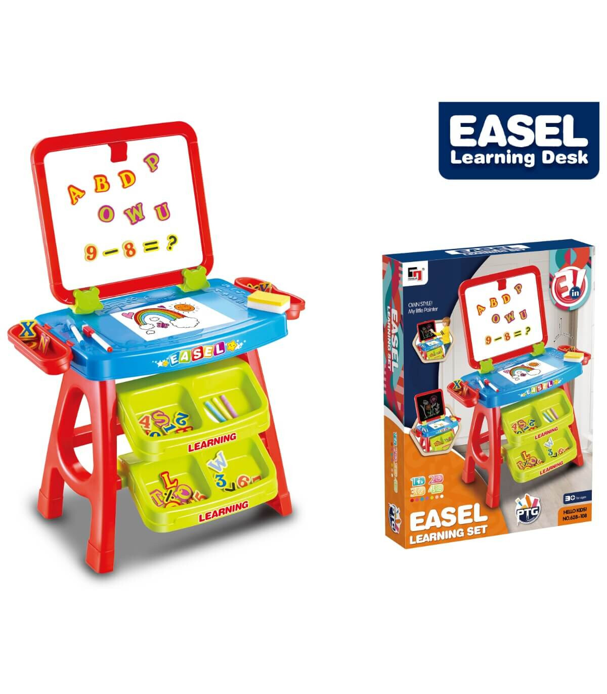 CHILDREN'S STUDY TABLE WITH A DRAWING AND WRITING BOARD EASEL - Educational tables