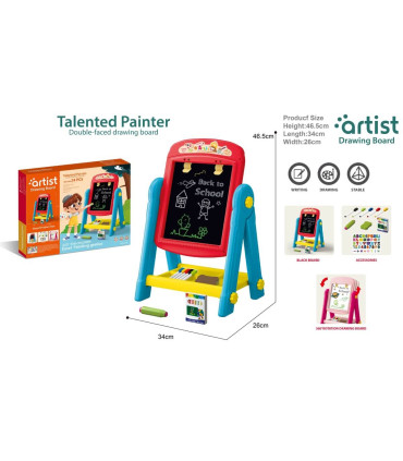 DOUBLE-SIDED BOARD ON STAND WITH MAGNETIC LETTERS ARTIST 24 PIECES - Boards for drawing and writing