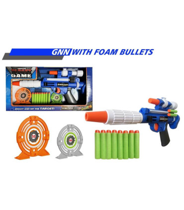 CHILDREN'S GUN WITH SOFT BULLETS AND SIGHT IN OPEN BOX - MACHINES AND RIFLES