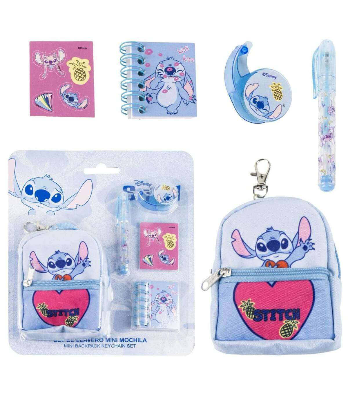 SMALL BACKPACK WALLET WITH SCHOOL SUPPLIES STITCH Cerda