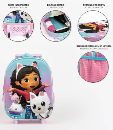 3D CHILDREN'S BACKPACK WITH WHEELS GABBY'S DOLLHOUSE Cerda