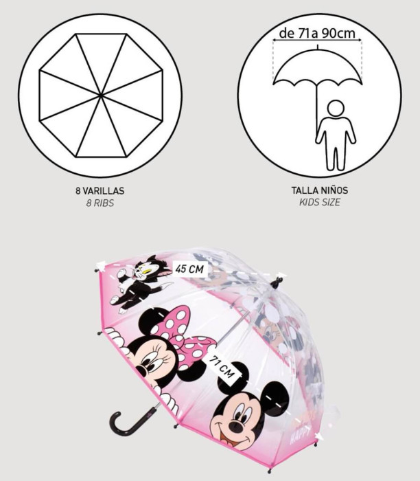 MECHANICAL CHILDREN'S UMBRELLA POE MINNIE Cerda