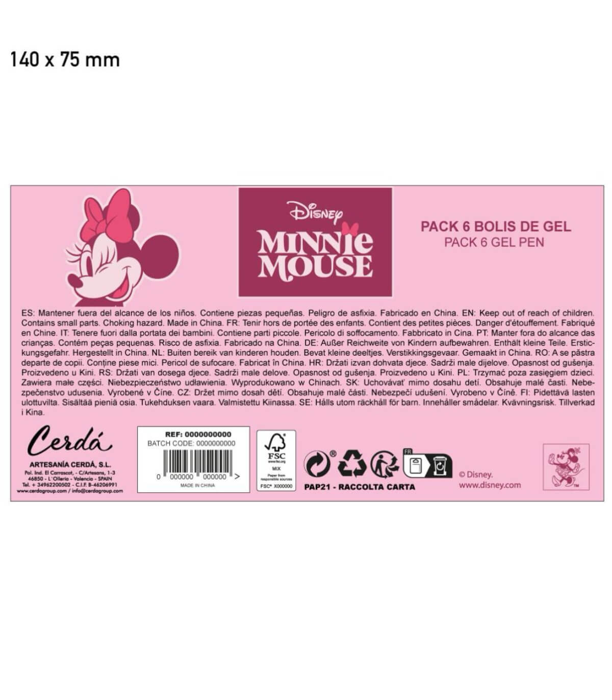 ΧΗΜΙΚΑ ΤΖΕΛ 6 ΤΕΜ. ΣΕ ΣΙΛΙΚΟΝΑ ΤΣΑΝΤΑΚΙ MINNIE Cerda