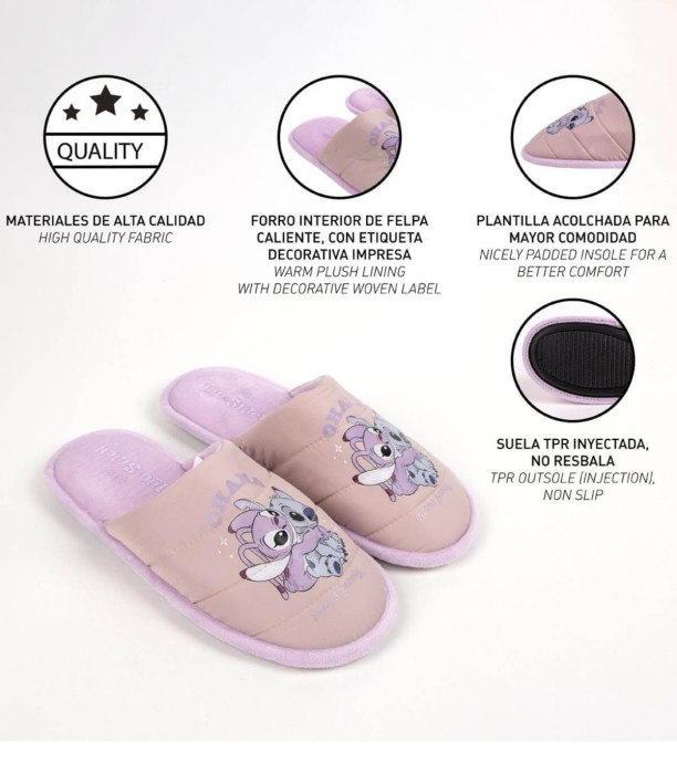 PINK SLIPPERS ANGEL & STITCH 36-40 SERIES Cerda