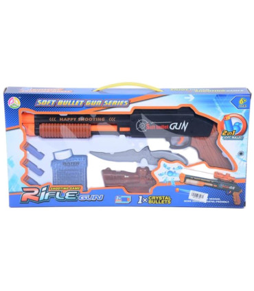 CHILDREN'S PUMP GUN WITH WATER GEL BALLS AND KNIFE IN A BOX Armtoys