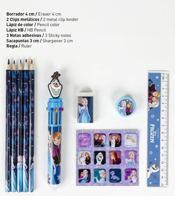 COLORING BOOK + STUDENT SUPPLIES IN FROZEN PENCIL CASE Cerda